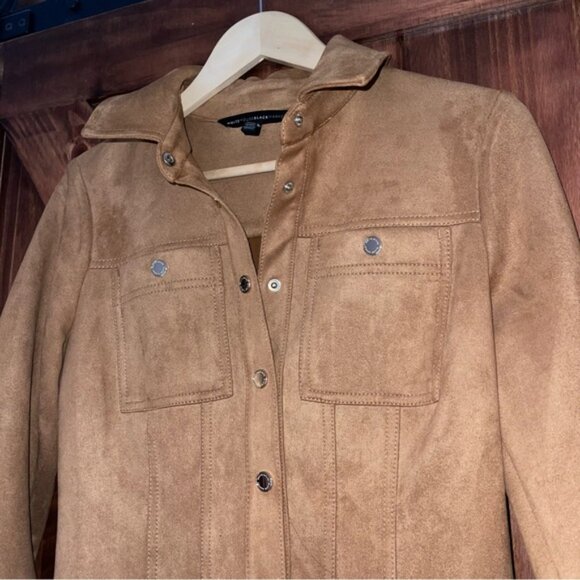 White House Black Market Camel Suede Long Sleeve Dress 4 - Picture 4 of 4